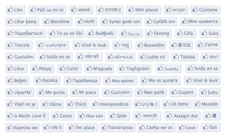 Tasto Mi Piace Facebook Multilingua