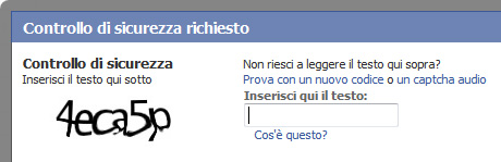 Inserisci il codice captcha