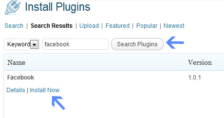 Installa plugin Facebook