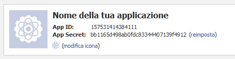 Nome Applicazione Facebook