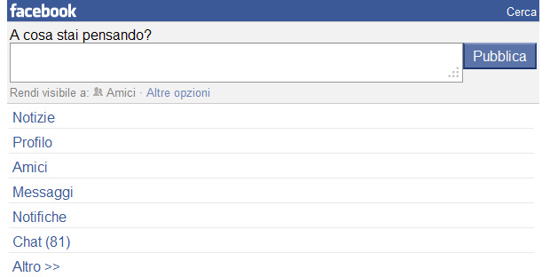 Facebook per cellulare