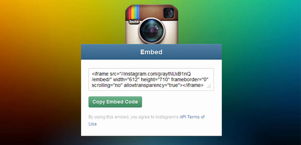 Codice Instagram per foto e video