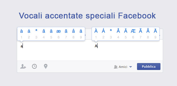 Vocali speciali accentate Facebook