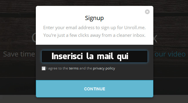 Inserisci la tua mail Gmail per cancellare newsletter